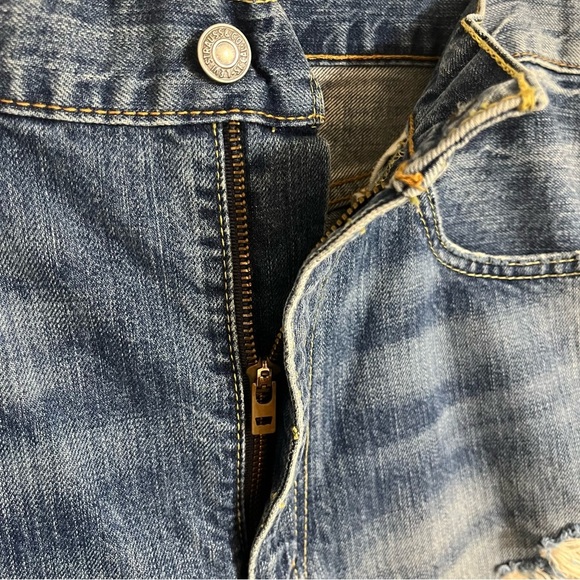 Levi's 522 Red Tab Distressed Straight Leg Med Wash Mid Rise Denim Jeans 36X30 - Picture 3 of 13